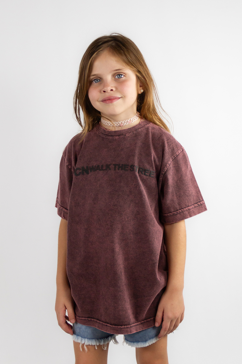 Remera Ocn Kids Cracked Wash Bordo (V0)