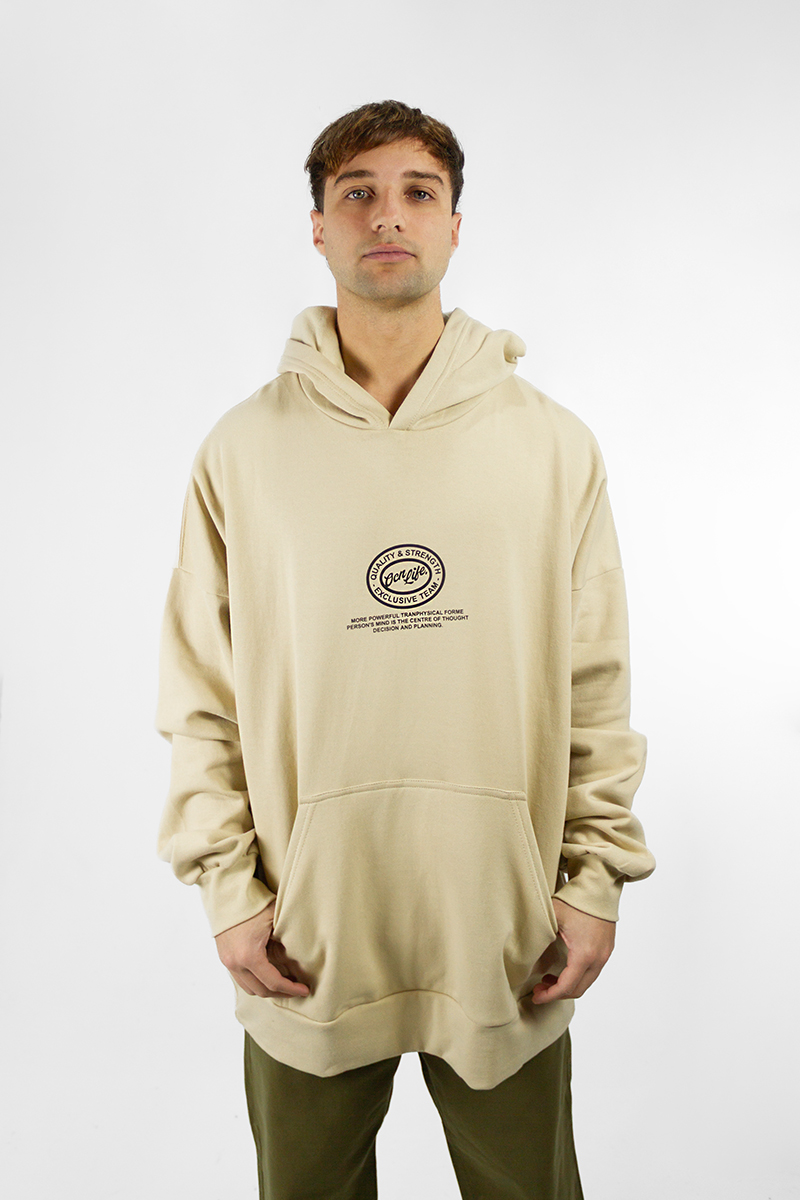 Buzo Ocn Hombre Canguro Original Oversize Camel