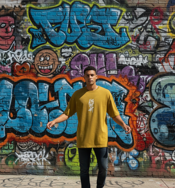 Remera King Of Art Creacked Wash Amarillo