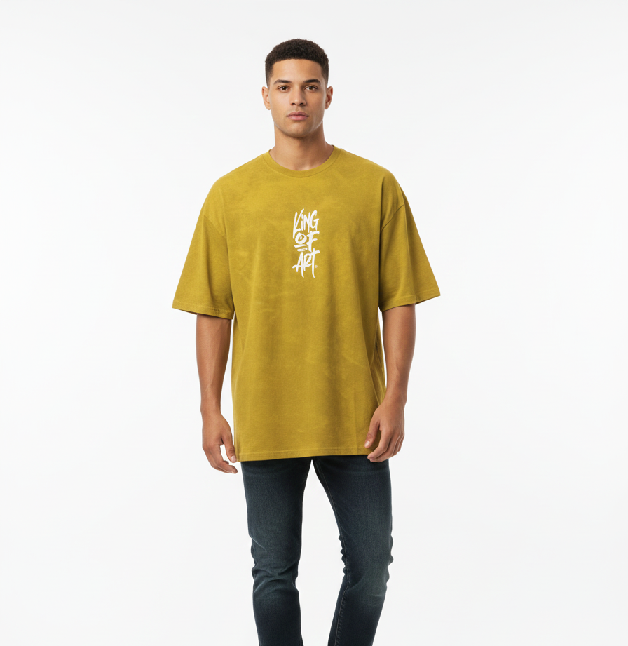 Remera King Of Art Creacked Wash Amarillo