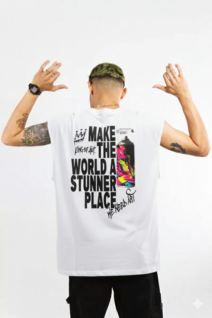 Musculosa King Of Art Mullet Oversize Blanco 702B2