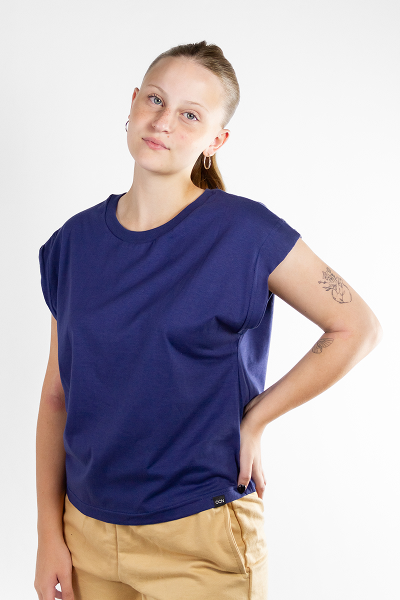 Remera Mujer Ocn Wide Seleeve Azul