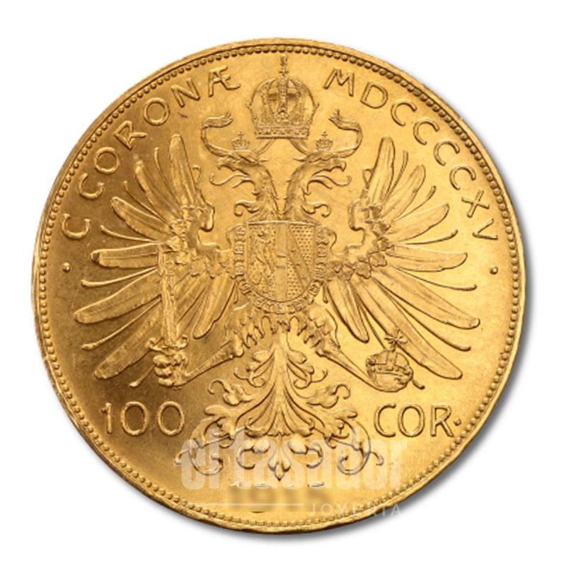 Moneda Oro 22 k 100 Coronas Franz-Joseph I. Austria 33,8 g