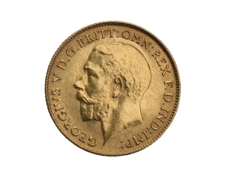 Moneda de oro 22 Kts Media Libra Esterlina 4 g Rey Jorge