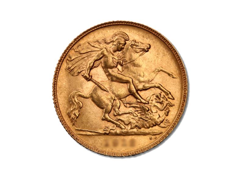Moneda de oro 22 Kts Media Libra Esterlina 4 g Rey Jorge