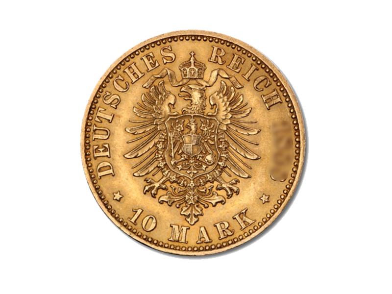 Moneda De Oro 22 K 10 Mark Imperio Alemán 4 g