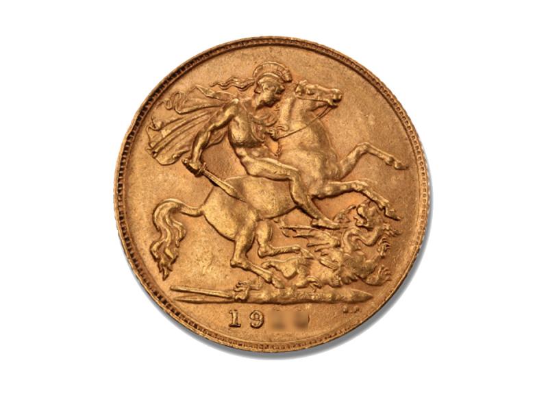 Moneda de oro 22 Kts. Media Libra Esterlina 4 g Eduardo VII