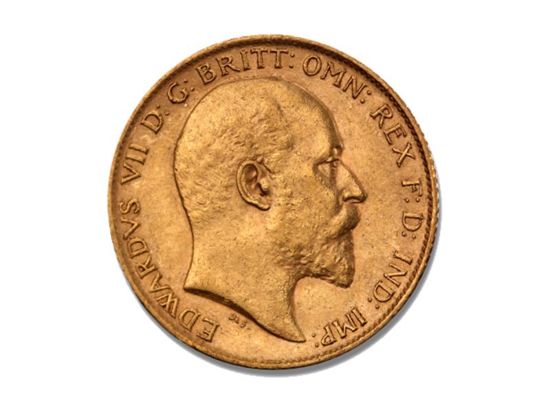 Moneda de oro 22 Kts. Media Libra Esterlina 4 g Eduardo VII