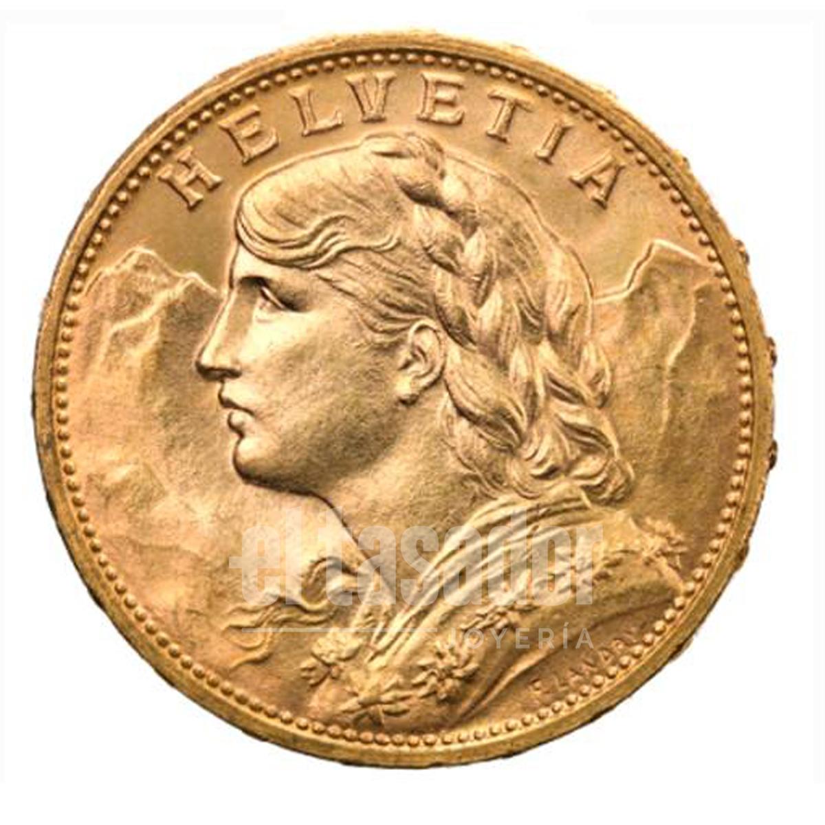 Moneda de Oro 22 Kts. 20 Francos Suizos 6,4 g.