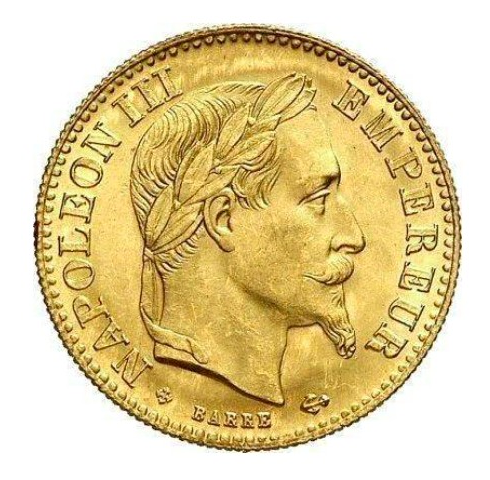Moneda de Oro 22 Kts. 10 Francos Franceses Napoleón 3,2 g.