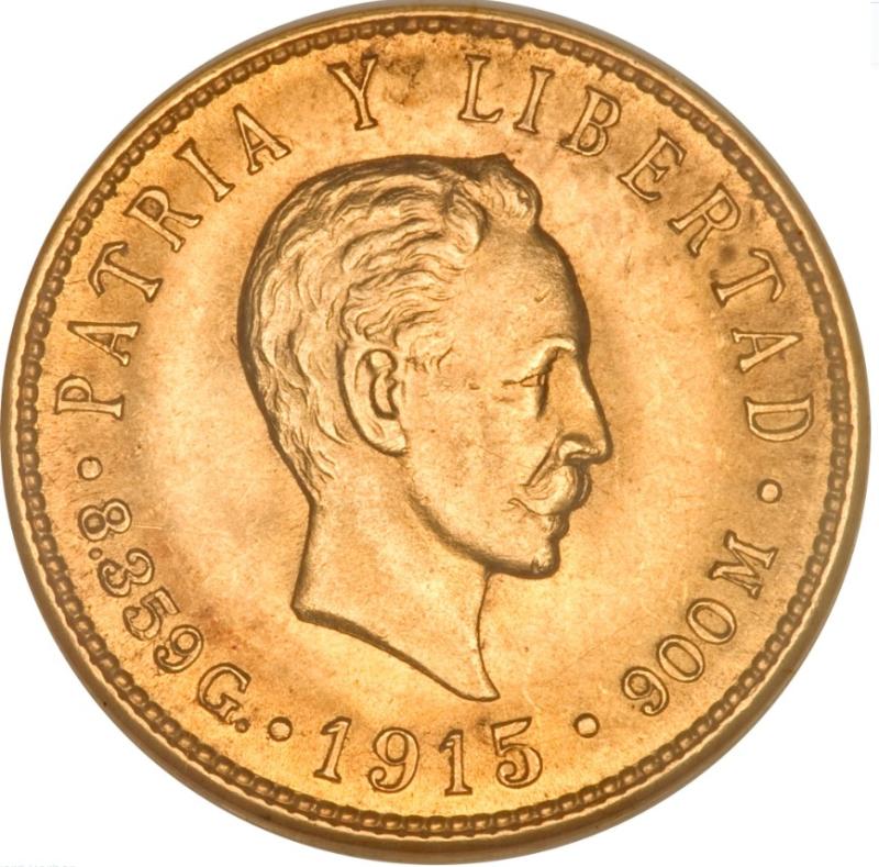 Moneda de oro 22 Kts. 5 Pesos Cubanos 8,3gr