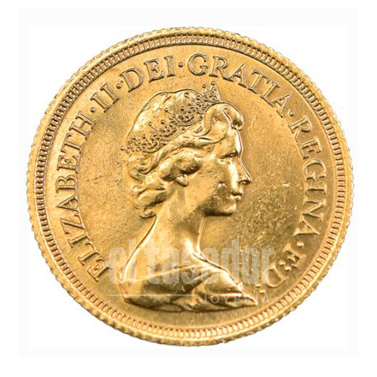 Moneda de Oro 22 Kts Media Libra Esterlina Elizabeth Dei Gratia II 4 g.