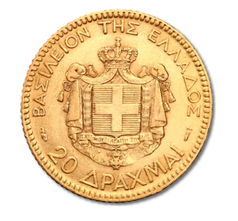 Moneda de Oro 22 Kts. 20 Dracmas Griegos 6.4gr