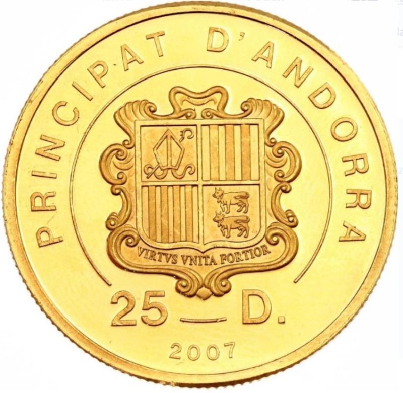 Moneda de Oro 24 Kts. 25 Diners Principat D Andorra 6 gr