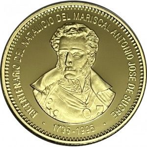 Moneda de Oro 22 Kts 5000 Bolívares Antonio Jose de Sucre
