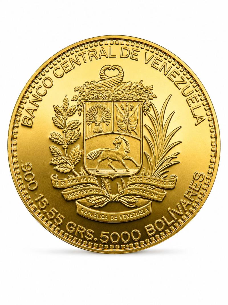 Moneda de Oro 22 Kts 5000 Bolívares José Antonio Páez 15.5 Gr