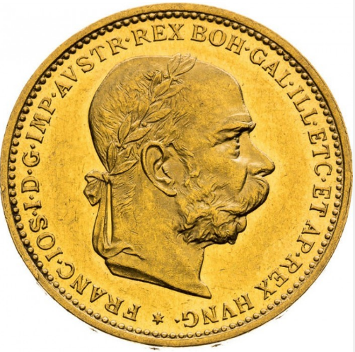 Moneda de Oro 22 kts. 20 Coronas Francisco Jose I Austria 6.7 gr