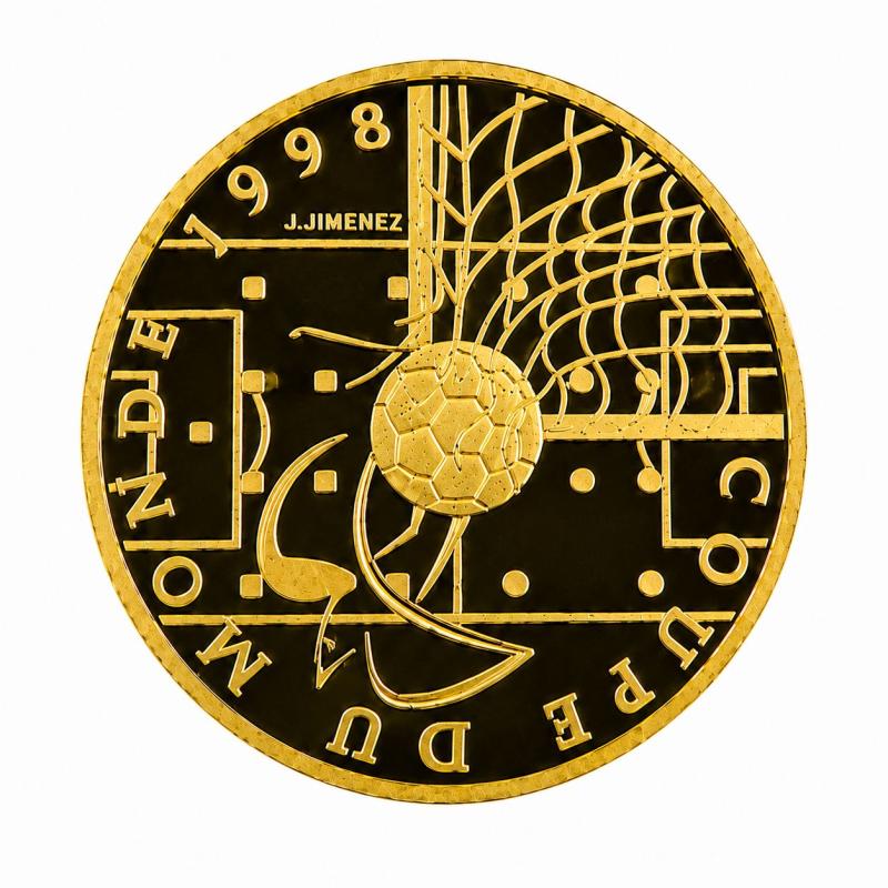Moneda Conmemorativa de Oro 22 Kts. 50 Francos Copa Mundial 8.4 Gr