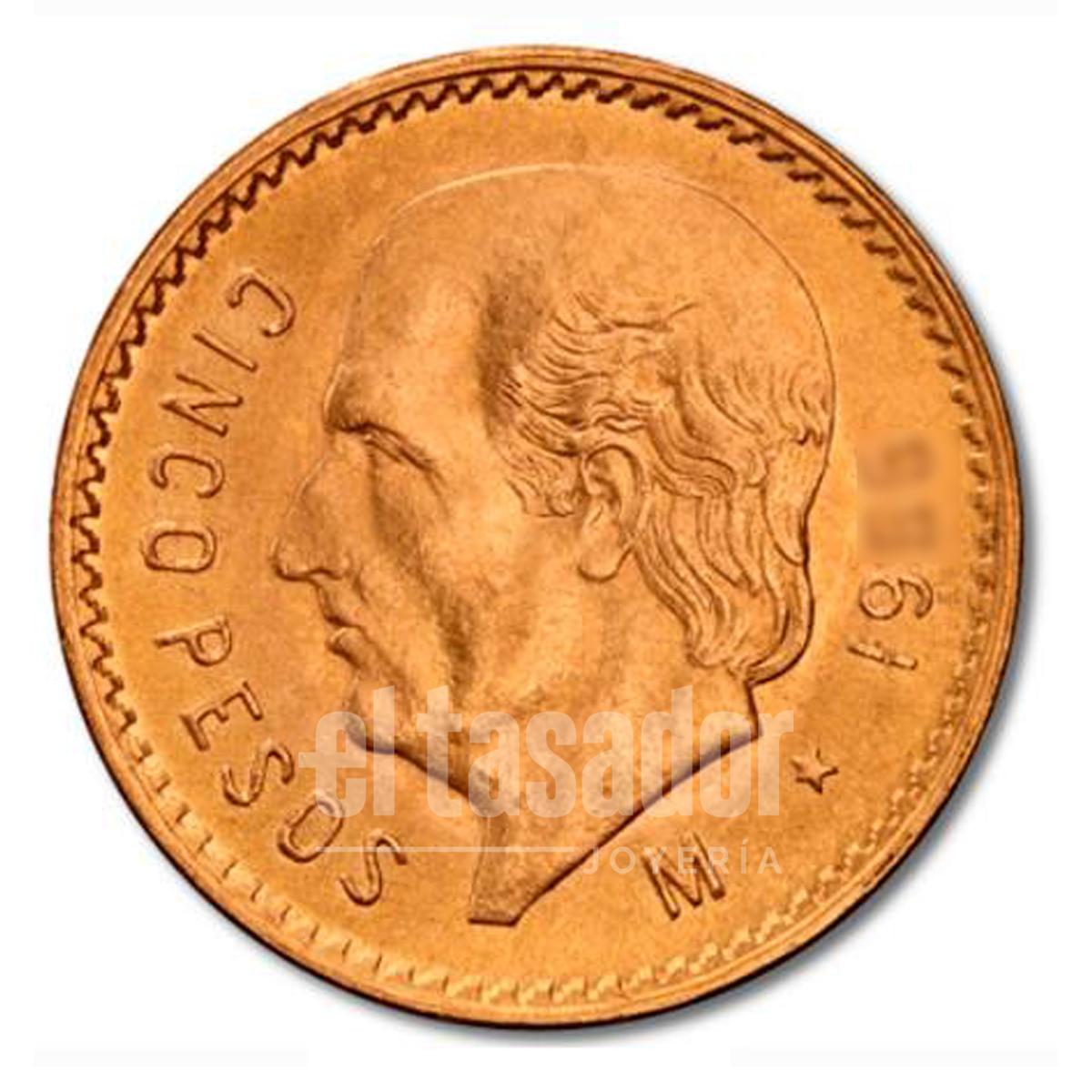 Moneda de Oro 22 Kts. Mexicano 5 Pesos 4,1 g.