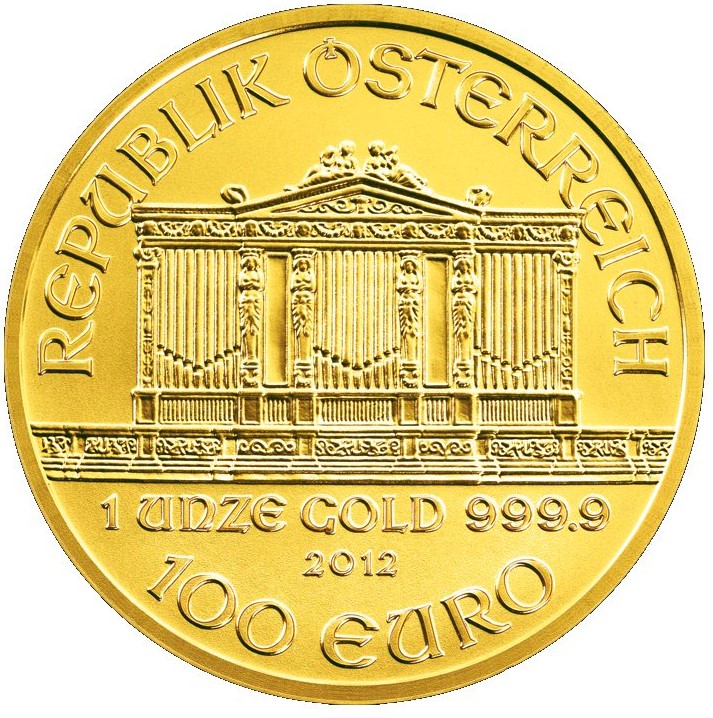 Moneda de oro 24 Kts. 100 Euros 1 Oz Filarmonica de Viena