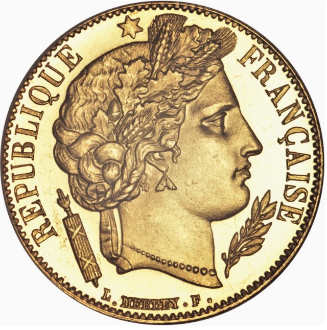 Moneda de Oro 22 kts. 20 Francos Franceses 2a República 6.4g