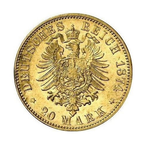Moneda de Oro 22 Kts. 20 MarK Ludwig III Grosherzog 8 g