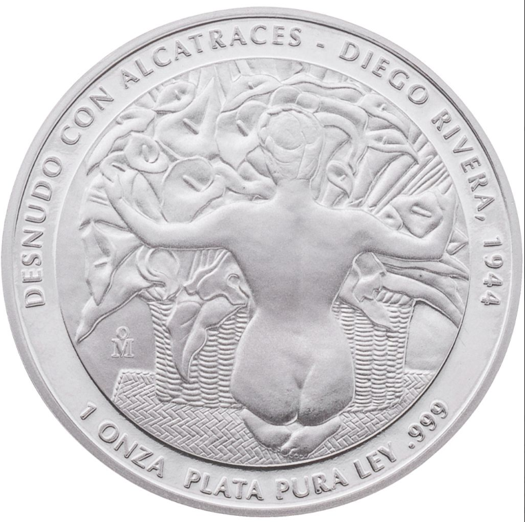 Moneda de Plata Fina Ley 999 - Las Dos Fridas 1939 - Desnudo de Alcatraces 1 oz.