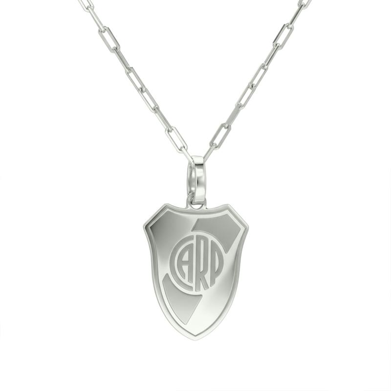 Conjunto Dije Escudo y Cadena Platino - River Plate