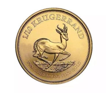Moneda de Oro 22 Kts. Sudafricana Krugerrand 1/10 Oz 3,4 g