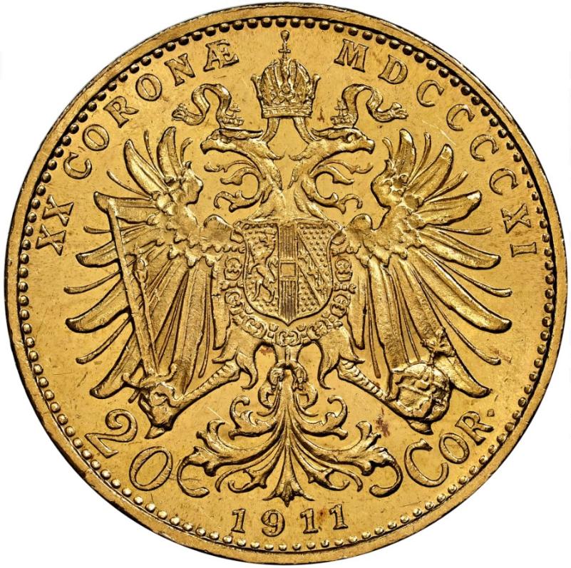Moneda Oro 22Kts. 20 Corona Austríaca Joseph I 6.8gr