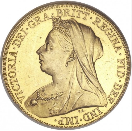Moneda de oro 22 Kts. Media Libra Esterlina Victoria Jóven 4 gr