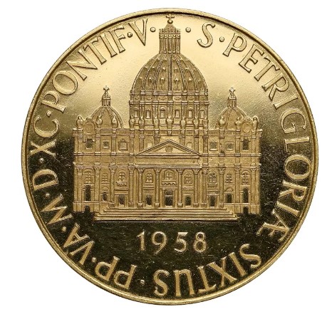 Medalla Oro 22kts Conmemorativa Vaticano Pius XII Papa 8 g