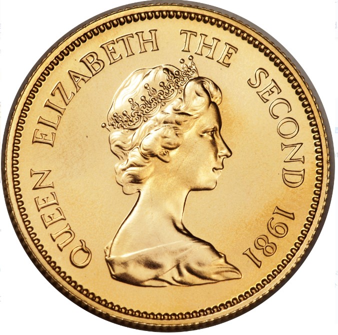 Moneda de Oro 22kts. 1000 Dólares Elizabeth II Serie del Zodíaco Chino - Año del Gallo 1981 -  16gr