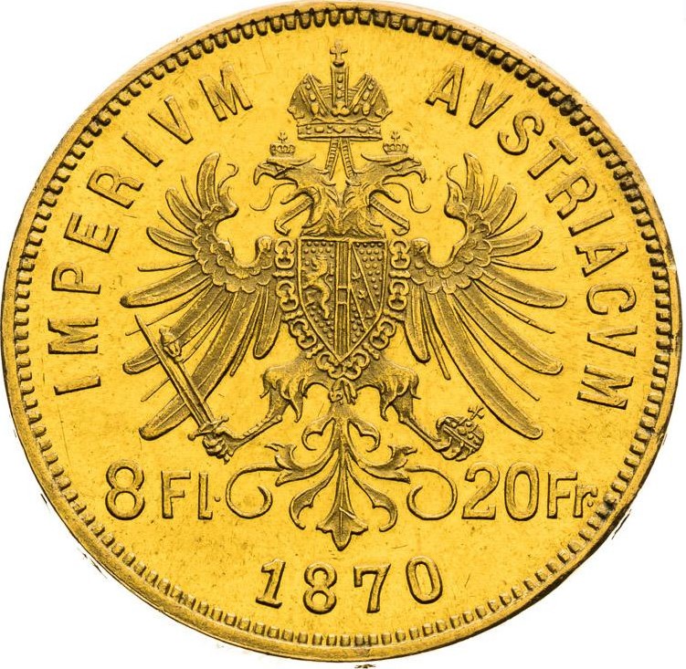Moneda Oro 22 Kts. 8 Florines Austro-Húngaro Francis Joseph I 6.4gr