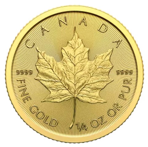 Moneda Maple canadiense de Oro 24kts  1/4 Oz