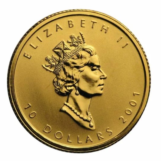 Moneda Maple canadiense de Oro 24kts  1/4 Oz
