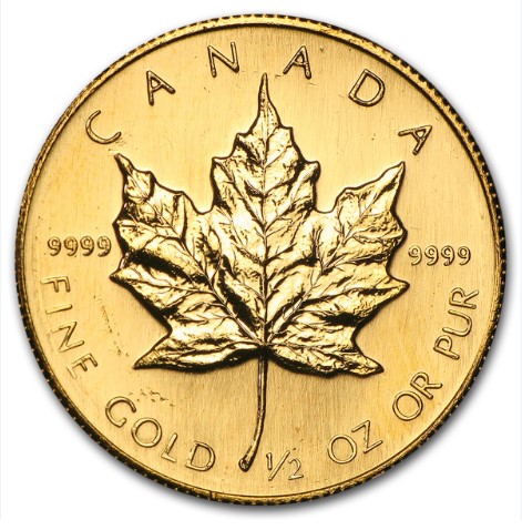 Moneda de Oro 24 Kts. Maple Leaf 1/2 Oz