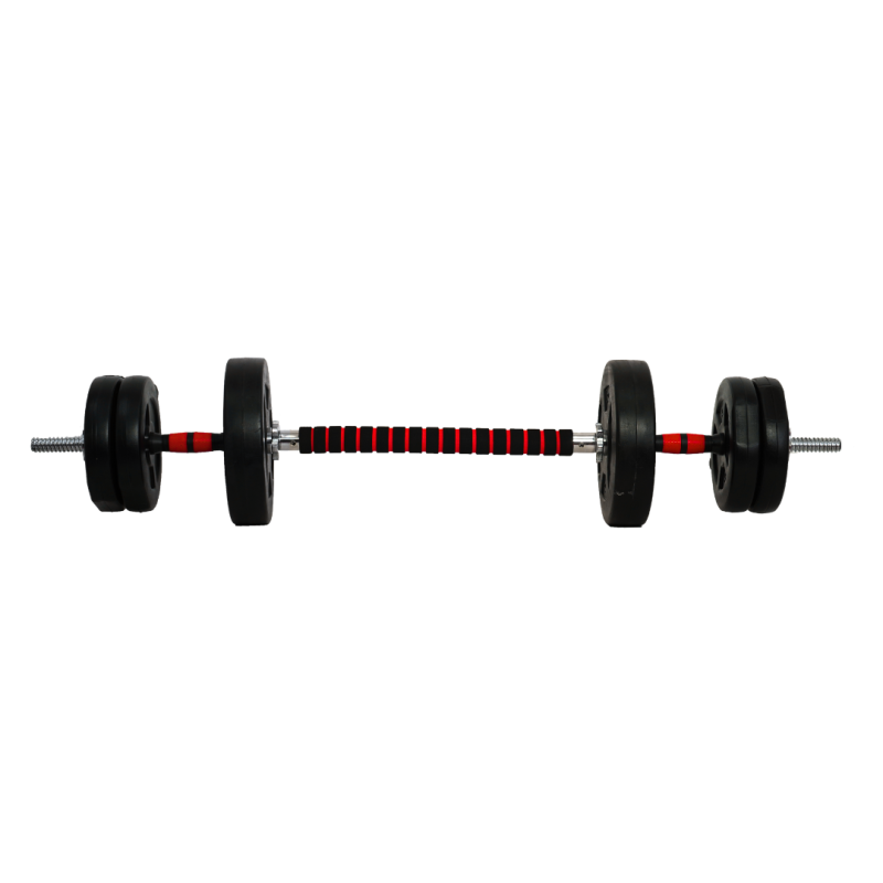 Kit 30 Mancuernas + Barra Desarmable Cromada con Discos Lisos