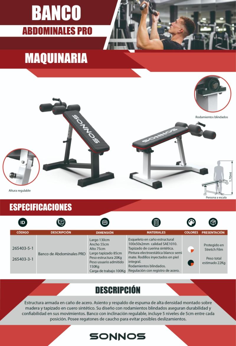 BANCO ABDOMINALES SONNOS LINEA PRO