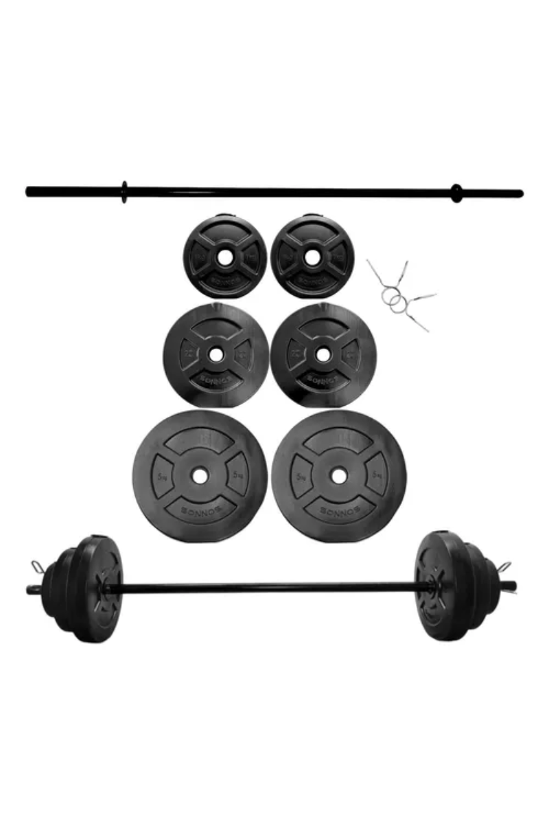 KIT 17 KG DISCO PVC NEGRO + BARRA DE 1,30 C/TOPES