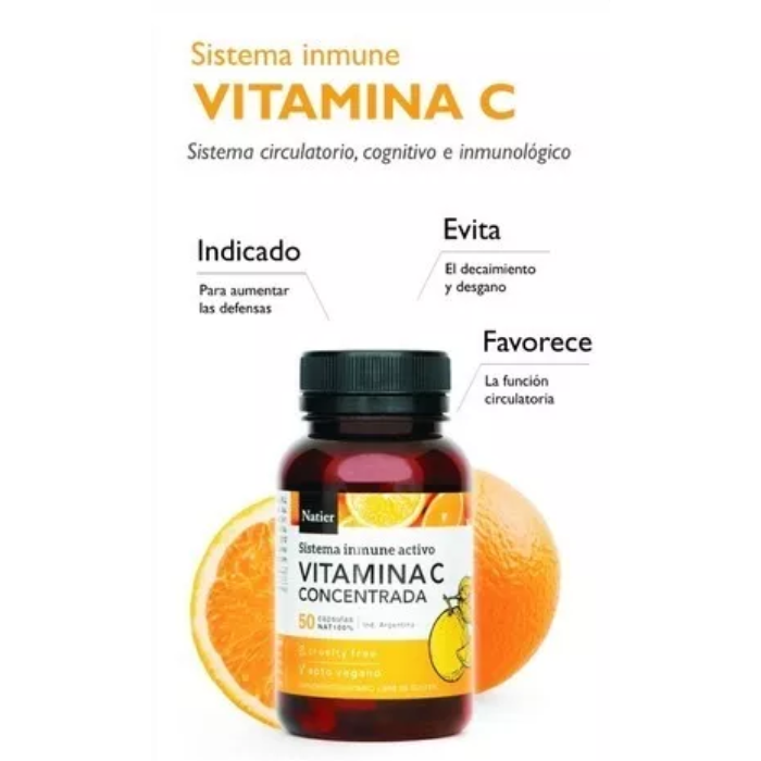 VITAMINA C CONCENTRADA 50 CAPS NATIER sistema inmune activo