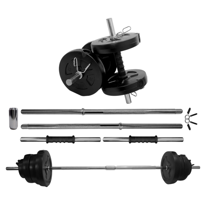 Kit 22 con Barra Desarmable Cromada y Discos Lisos Macizos