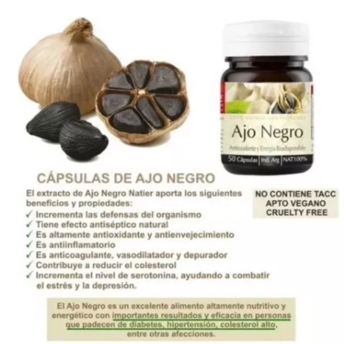 AJO NEGRO 50 CAPS NATIER aminoácidos y antioxidantes