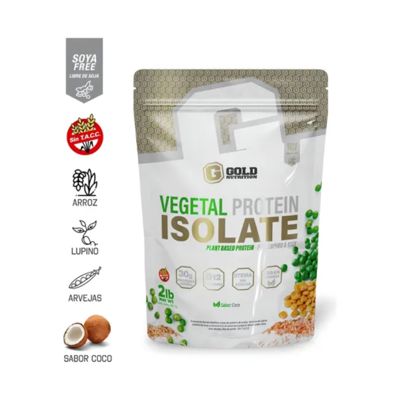 Protein Isolate Vegetal Gold Nutrition 2Lbs Vegana con B12