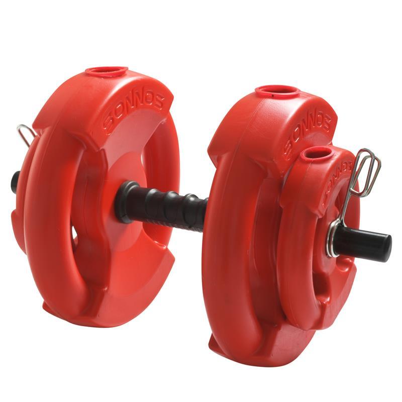 MANCUERNA + 7 KG DISCO PVC ROJO (con manija)