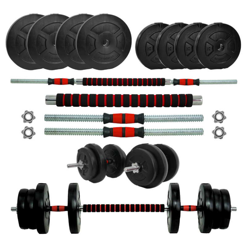 Kit 30 KG Barra Desarmable Cromada con Discos Lisos Importados