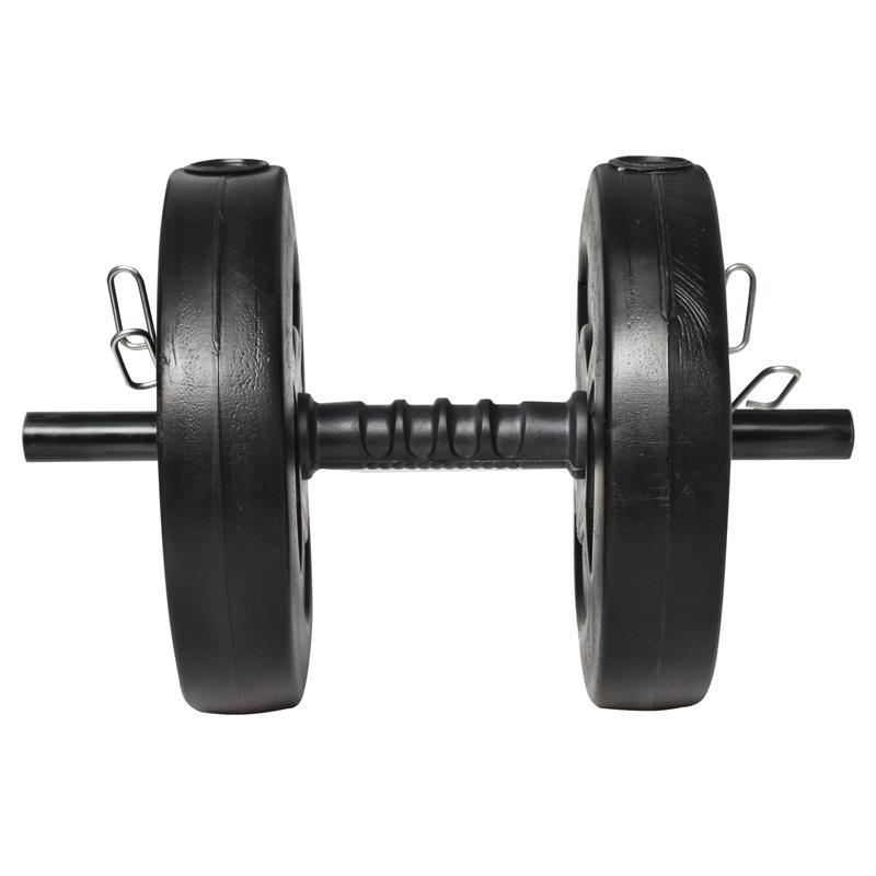 KIT MANCUERNA + 10kg DISCO PVC NEGRO (mancuerna hueca)
