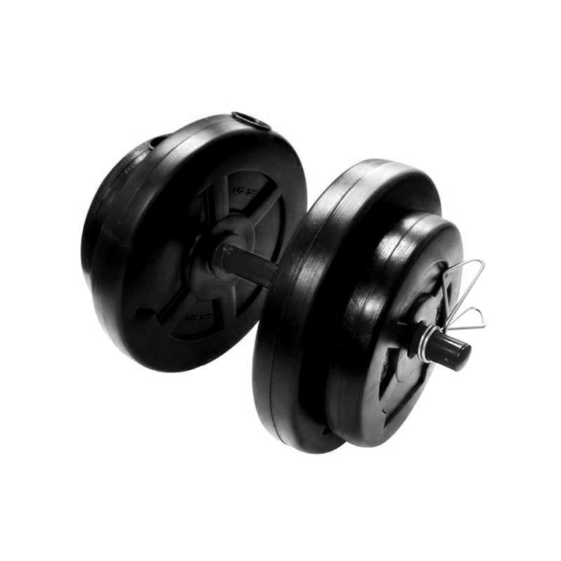 SET MANCUERNA + 15 KG DISCO PVC NEGRO