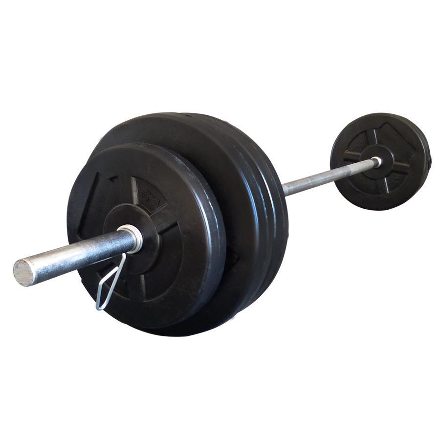 SET 25kg DISCO PVC NEGRO (barra maciza 1,50)
