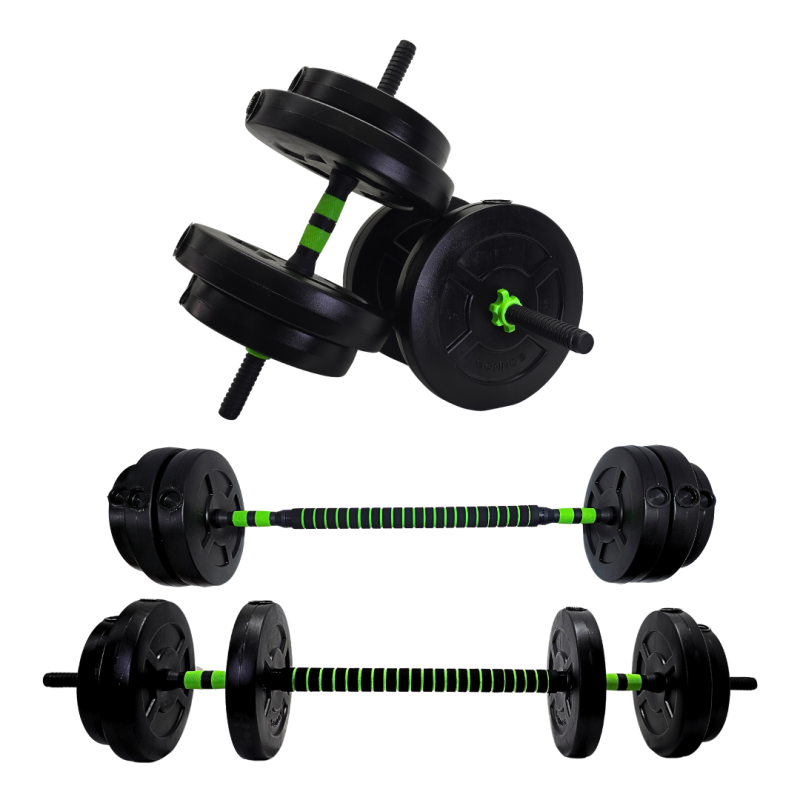 Kit Mancuernas Y Barra Ajustable Regulable A Rosca + 40 Kg. Negro